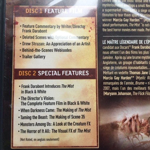 Steven King's The Mist DVD 2 Disc Collector's Edition 2007 VG - Picture 3 of 8